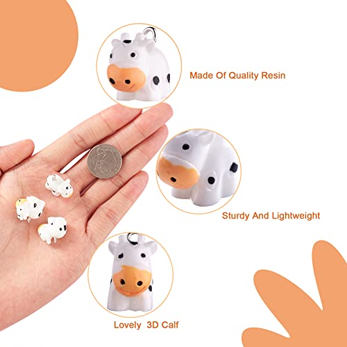 Beadthoven 40Pcs Mini Cow Resin Charm Pendants Cute Black White Cow Animal Dangle Charm Beads For Diy Jewelry Making Earring Necklace Keychains Making Accessories #TOP3