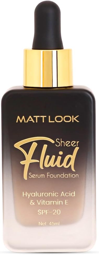MATT LOOK Sheer Fluid Serum Foundation|Matte & Poreless |Hyaluronic Acid & Bamboo Extract| Water-Resistant|All Day Coverage|All Skin Types-Oat Meal 05
