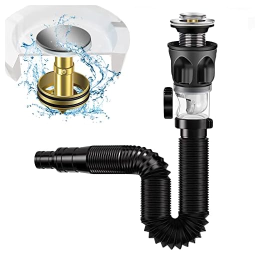 Upgraded Bathroom Sink Drain Kit, with Flexible & Expandable P-Trap Sink Drain Pipe Tube, Built-in Anti-clogging Stopper Pop Up Drain, Suitable for 1-1/2'' OD Drain Inlets