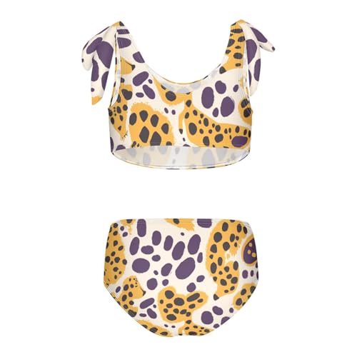 KLL Brown Pattern Girls' 2 Piece Bikini Sets Beach Swimsuits Swimwear Adjustable Strap2