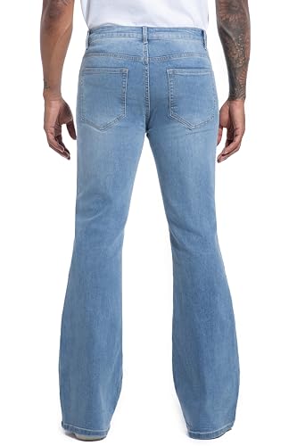 Men's Stretch Slim Fit Bell Bottom Denim Disco Pants Flared Jeans-31 Inseam3