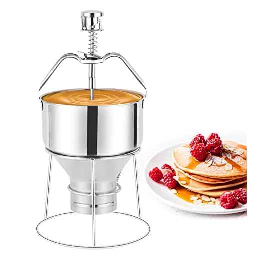 Manual Pancake Batter Dispenser Food 304 Stainless Steel Dough Dispenser Batter Separator Funnel Dispenser with Stand 7 Size Pancakes
