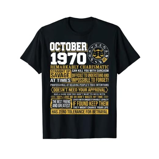 Regalos de cumpleaños de octubre - Nacido en octubre Libra 1970 Divertido Camiseta