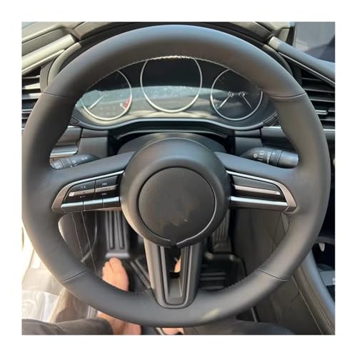 �ԗp�X�e�A�����O �ɓK������}�c�_ 3 �ɓK������A�N�Z�� 2019 2020 CX-30 2020 MX-30 2020 �ԃX�e�A�����O�z�C�[���u���[�h�J�o�[ �C���e���A�A�N�Z�T���[ �X�e�A�����O�J�o�[(White Thread)