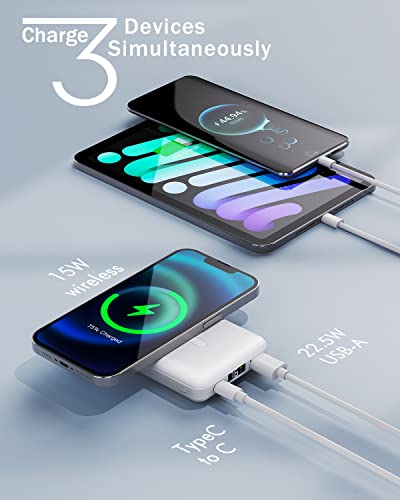 Podoru Wireless Portable Charger, 10000Mah Magnetic Power Bank With Type-C Cable Led Display 22.5W Pd Fast Charging Lighting Mag-Safe Battery Pack For Iphone 14/13/12/Mini/Pro/Pro Max-White #TOP4