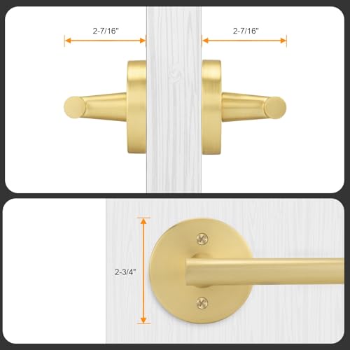 Image of Goldenwarm 2 Pieces Gold Dummy Door Handle, Non-Turning Brushed Gold Door Handles for Bifold Closet Doors, Single Side Lever Heavy Duty Round Modern Door Handle
