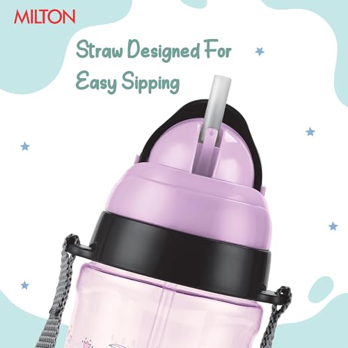 Image of MILTON Smilo 650 Sipper Water Bottle for School Kids | Food Grade & BPA Free | Leak Proof & Durable | Easy to Carry Loop | Ideal for Home, School & Office Use, 600 ml, Purple