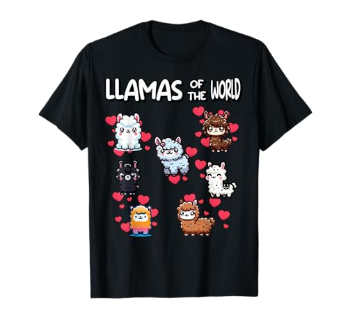 Colección de llamas kawaii lindas llamas de alpaca Camiseta