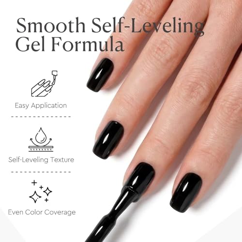 Image of AZUREBEAUTY Pure Black Gel Nail Polish 18ML | Classic Pure Black Pigment Opaque Soak Off UV /LED Gel Polish, High Gloss Solid for Nail Art, DIY Manicure & Salon Use
