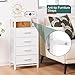 Yoobure Night Stand - LED White Nightstand with Charging Station, Bedside Table with 4 Storage Drawers and Storage Shelf, End Table with USB Ports and Outlets, Tall Dresser for Bedroom