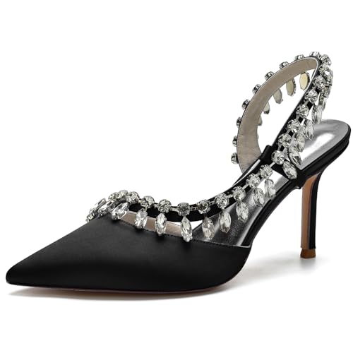 Escarpins sexy à bout fermé FGRID avec brides strass scintillantes