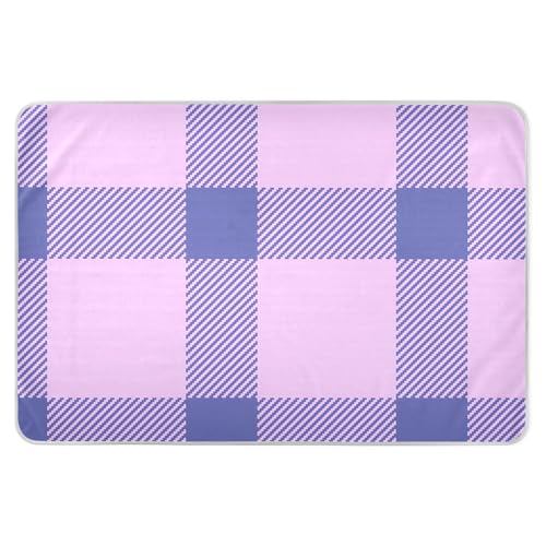 Cute Pink Plaid Lilac Bed Waterproof Pads, Large, Bed Mats for Bedwetting, Kids Pee Pads for Bed Washable