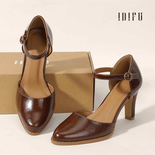 Image of IDIFU IN3 Closed Toe Chunky High Heels Comfortable Dress Shoes for Women