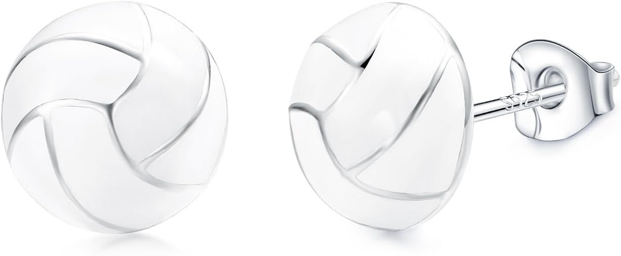 Rockyu Women's Sports Design 925 Sterling Silver Basketball Soccer Baseball Tennis Rugby Volleyball Sports Accessory Metal Allergy Gift