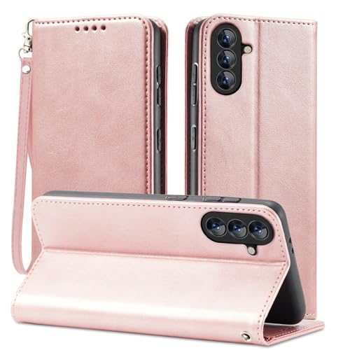 Étui Samsung Galaxy A06 rabat magnétique rose pour éviter les rayures