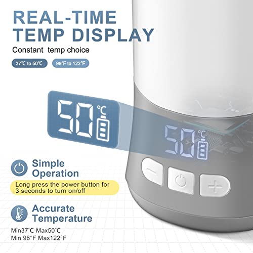 Portable Water Warmer For Formula, Breastmilk, 10.8 Ounce Milk Warmer With Precise Contant Temp Control Digital Display Smart Wireless Baby Water Warmer For Baby Brew Formula Car Travel #TOP3