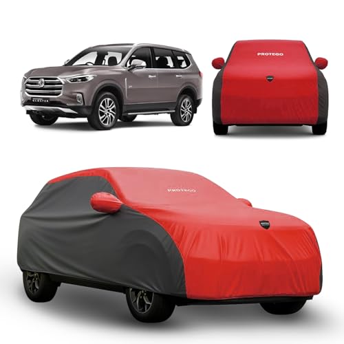 Image of PROTEGO Prime Series India's 1st Anti-Tear Car Cover for MG GLOSTER | Heavy-Duty, Custom Fit, All Weather Protection | 100% Waterproof, Windproof & Hail Resistant | 2-Year Warranty | Red + Black