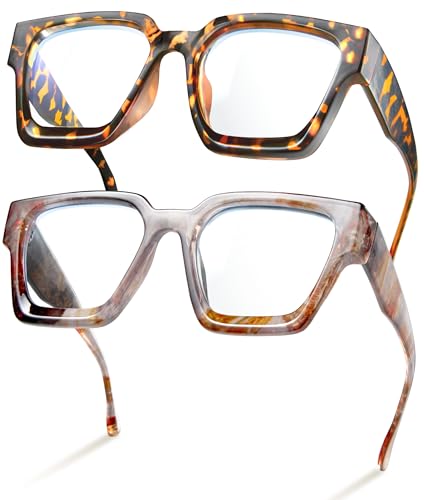 Image of livho Oversized Eyewear Frame for Woman and Men - Rectangle Fashion Glasses for Computer, Chic Preppy Frame