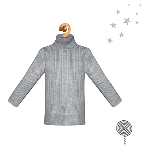 Image of Fabnest Kids Unisex Winter Acrylic Grey Cable Self Design HGH Neck Sweater