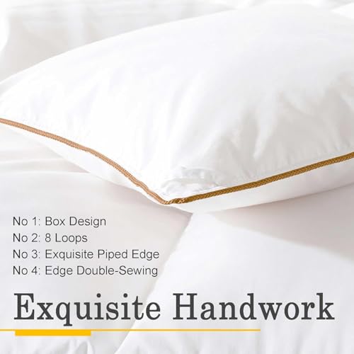 Down Comforter King Size – All Season Medium Weight Fluffy White Duvet Insert, Warm Feather Bedding, Soft 100% Cotton Cover, 90x106 Inch