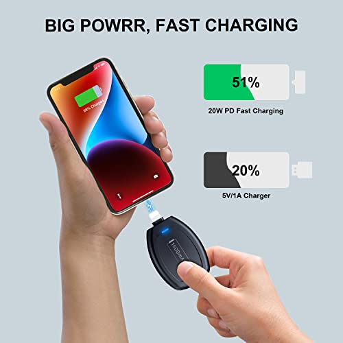 Keychain Portable Charger For Iphone, Mini Power Emergency Pod Small Power Bank Battery Pack, Fast Charging Cell Phone Charger For Iphone 14/14 Plus/14 Pro Max/13/Pro Max/12, Airpods And More (Black) #TOP5