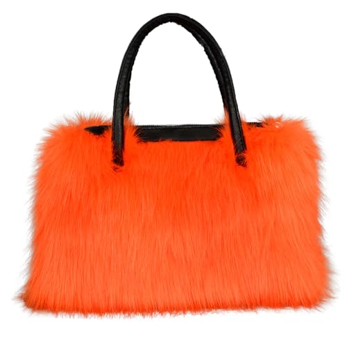 Image of Winter Furry Handbag Soft Faux Fur Leather Bag Lightweight Travel Bag Cute Women's Shaggy Purse