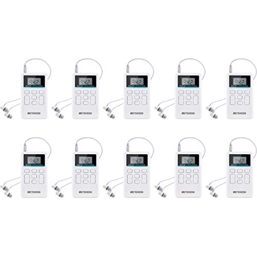 Retekess TR612 FM Receiver, Portable Pocket Radio, Battery Powered Radio Support Stereo Earphones Jack, Mini FM Radio for Church Theater and Tour Guide(10 Pack)