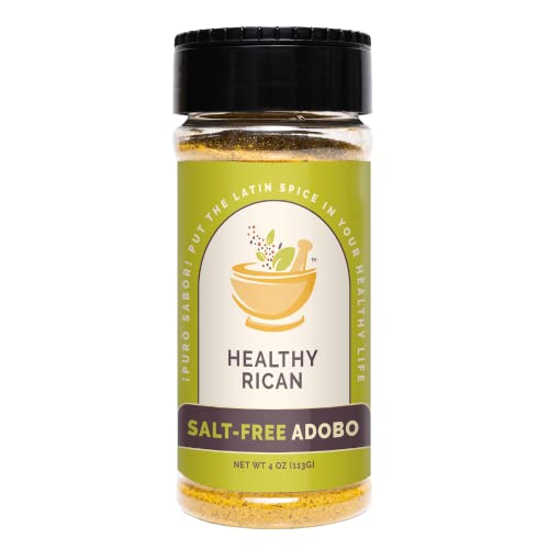 Healthy Rican Adobo Sazon Sofrito Spice Herb Seasoning Mixes Non GMO No MSG Preservatives Artificial Flavors Gluten Free Diabetes Low Sodium Keto Friendly Whole 30 Approved (Salt-Free Adobo)