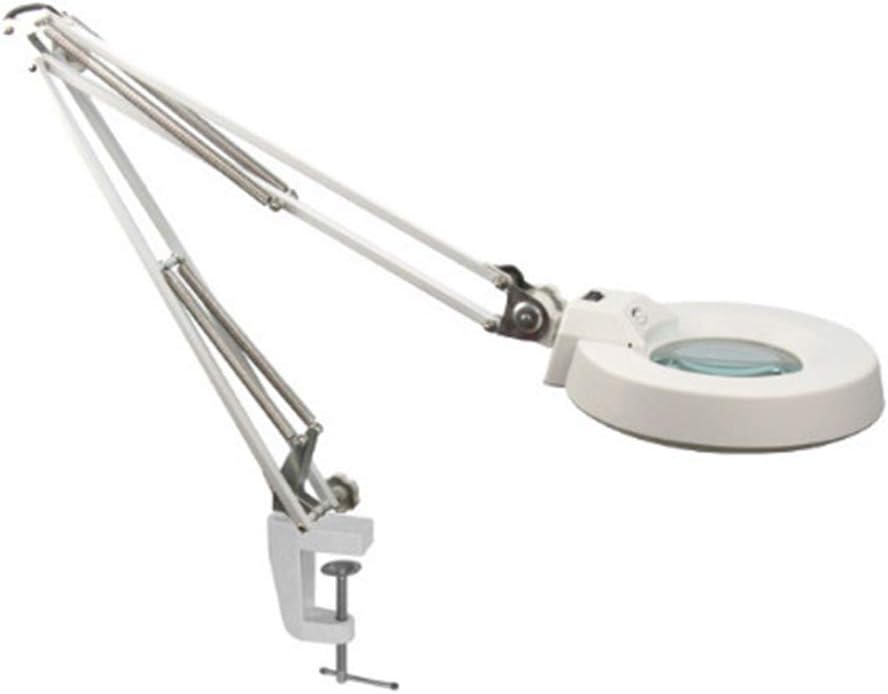 Gsaknc10X Desk Diopter Lagnifier 22W Clip-on Magnifying Glass Lamp Lighted Illuminated Optical Magnifier Folding Stand for PCB Inspection,White