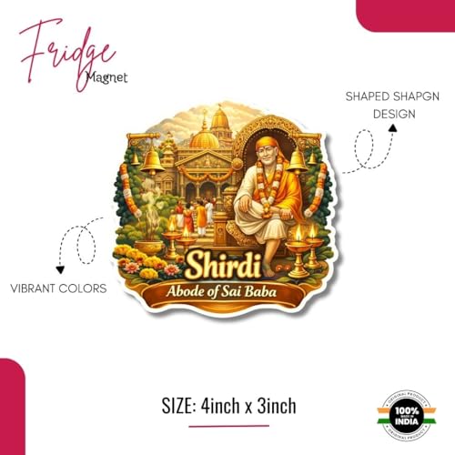 Image of Apna Gift Wooden Fridge Magnet Sticker for Refrigerator Door | Multipurpose Office Magnet for Home Kitchen Decor | Souvenir Gift Travel Memory Fridge Decoration | 4 x 3 Inch Wooden Magnet (Shirdi)