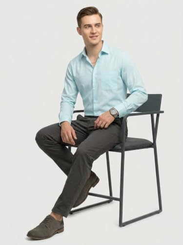 Image of Park Avenue Men Modern Slim Fit Structure Pattern Cotton Polyester Blend Semi Cutaway Collar Full Sleeve Formal Shirt