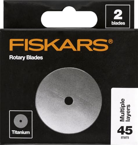 Fiskars 45mm Titanium Rotary Blades (2 Pack) - Rotary Cutter Blade Replacement - Crafts, Sewing, and Quilting Projects - Grey