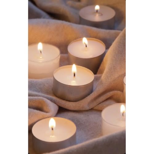 100 Stück Teelichter Weiß,Teelichter Alu-Cup,Durchmesser 38 mm, Ohne Duft, 4 Stunden Brenndauer, Großpackung,Decorative Household Candles,(Natürlichen Sojawachsmischung)