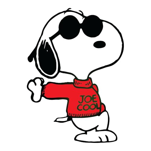 Snoopy Joe Cool Adhesive Vinyl Decal Classic Red Sweater & Sunglasses Sticker for Laptop Skateboard or Notebook (3.5 x 2.6)