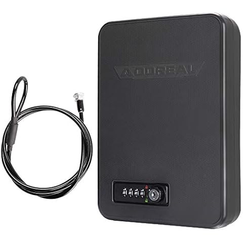 Adoreal Gun Safes for Pistols, Small Pistol Safe Handgun Portable Safe with 4 Digits Combination Lock for Gun Storage, Plastic Handgun Case for Car, Home, Travel Cover