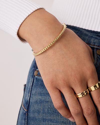 PAVOI 14K Gold Plated Cubic Zirconia Bangle Tennis Bracelets for Women | Classic Love Cuff Bangle Bracelets4