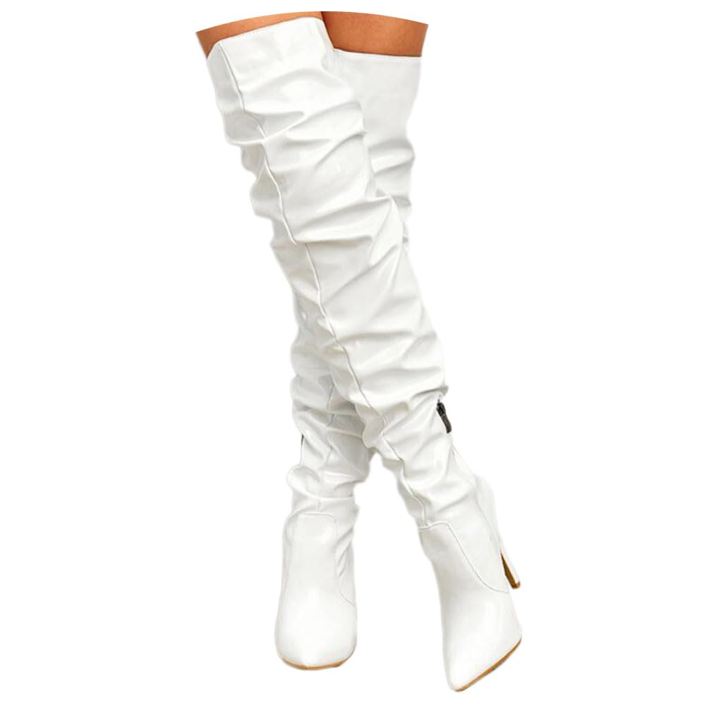 Botas Mujer Altas Invierno Elástico Vintage Boots de Nieve Casual