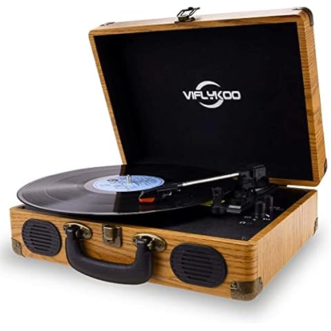 Tocadiscos Vintage Viflykoo con 2 altavoces estéreo Cover