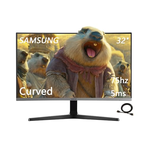 Image of Samsung 32 inch 1500R FHD(1,920 x 1,080) Curved Monitor, 75Hz, 4ms, Ultra-Slim, AMD FreeSync, 3 Sided Bezel Less Display, HDMI, Black, with HDMI Cable