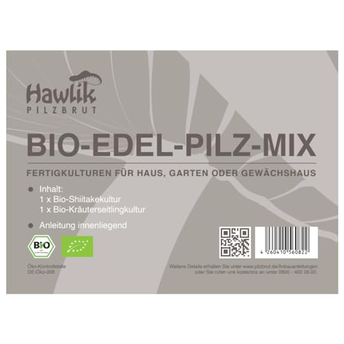 Pilzkultur Hawlik Pilzbrut in BIO-Qualität, Edel Pilz Mix für Shiitake und Kräuterseitlinge