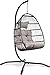 Produktbild VITA5 Hängesessel mit Gestell - Bequemer Hängekorb Sessel - Rattan Hängesessel Outdoor und Indoor - Boho Egg Schaukel für Terrasse&Leseecke - 150 kg Tragkraft (Grau)