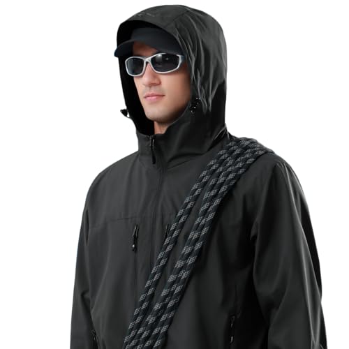 CAMEL CROWN Men's Waterproof Softshell Jacket Lightweight Windbreaker Hooded Rain Coat For Outdoor Hiking4