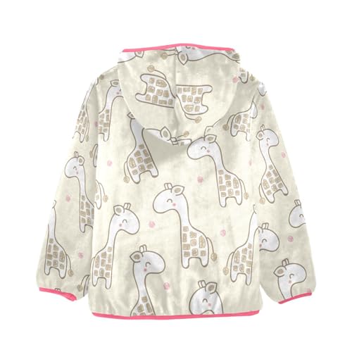 OTVEE Cute Cartoon Giraffe Kids Hoodie Jacket Fall Spring Full Zip Warm Outwear Coat2