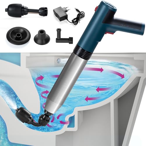 Yelusonw Electric Toilet Plunger - Toilet Plungers for Bathroom, Floor Drain, Sewer, Kitchen Pipes，High-Pressure Home Toilet Clog Remover