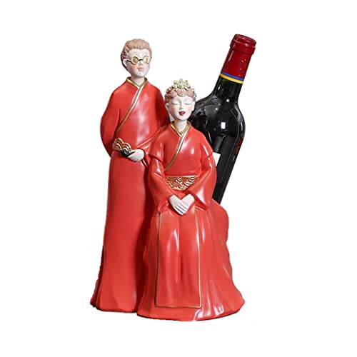 Soporte para botellas de vino de resina y madera 17x18x32cm miniatura 1