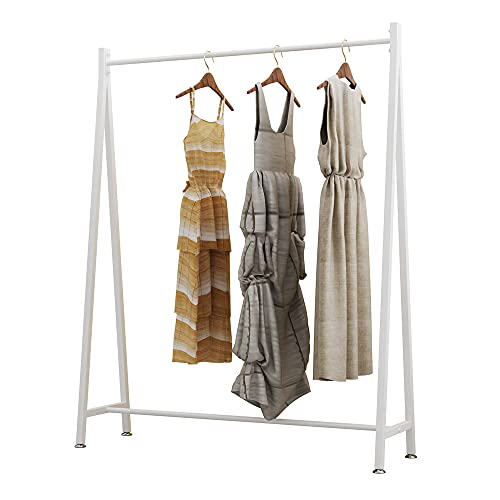 Dr.iron White Metal Clothes Rack Garment Rack,Modern Clothing Rack Free Standing Hanging Rack For Boutique Retail, Clothes Store,Laundry Room(47’’L) #TOP2