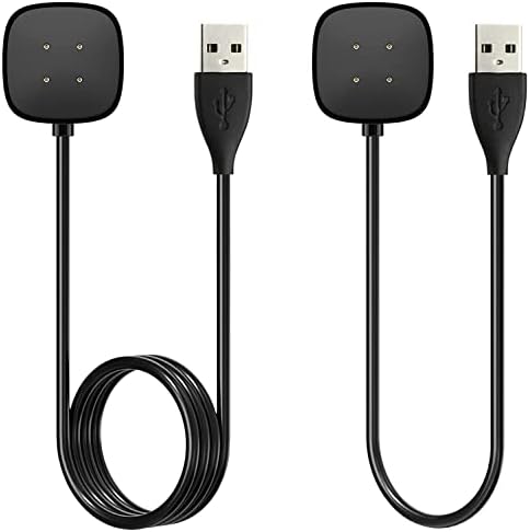 SENGKOB [2-Pack] Charger Cable Compatible with Smart Watch Fitbit Versa 4 / Sense/Versa 3 / Sense 2, Replacement USB Charging Cradle Dock Stand Cable (3.3 ft/1.0ft)