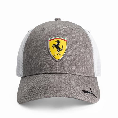 PUMA Scuderia Ferrari F1 Logo Trucker Hat - Grey- One Size Fits Most