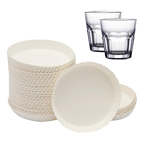 100pcs Disposable Paper Cup Cover, 3.54 inches Recycled Drinking Lid, White Coffee Cup Cover, Hot Cup Lids for Home Kitchen Cafe Parties Wedding Hotel Bars (Without Hole)
