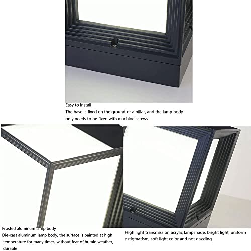 Lámpara de poste exterior de aluminio negro de alta calidad 6